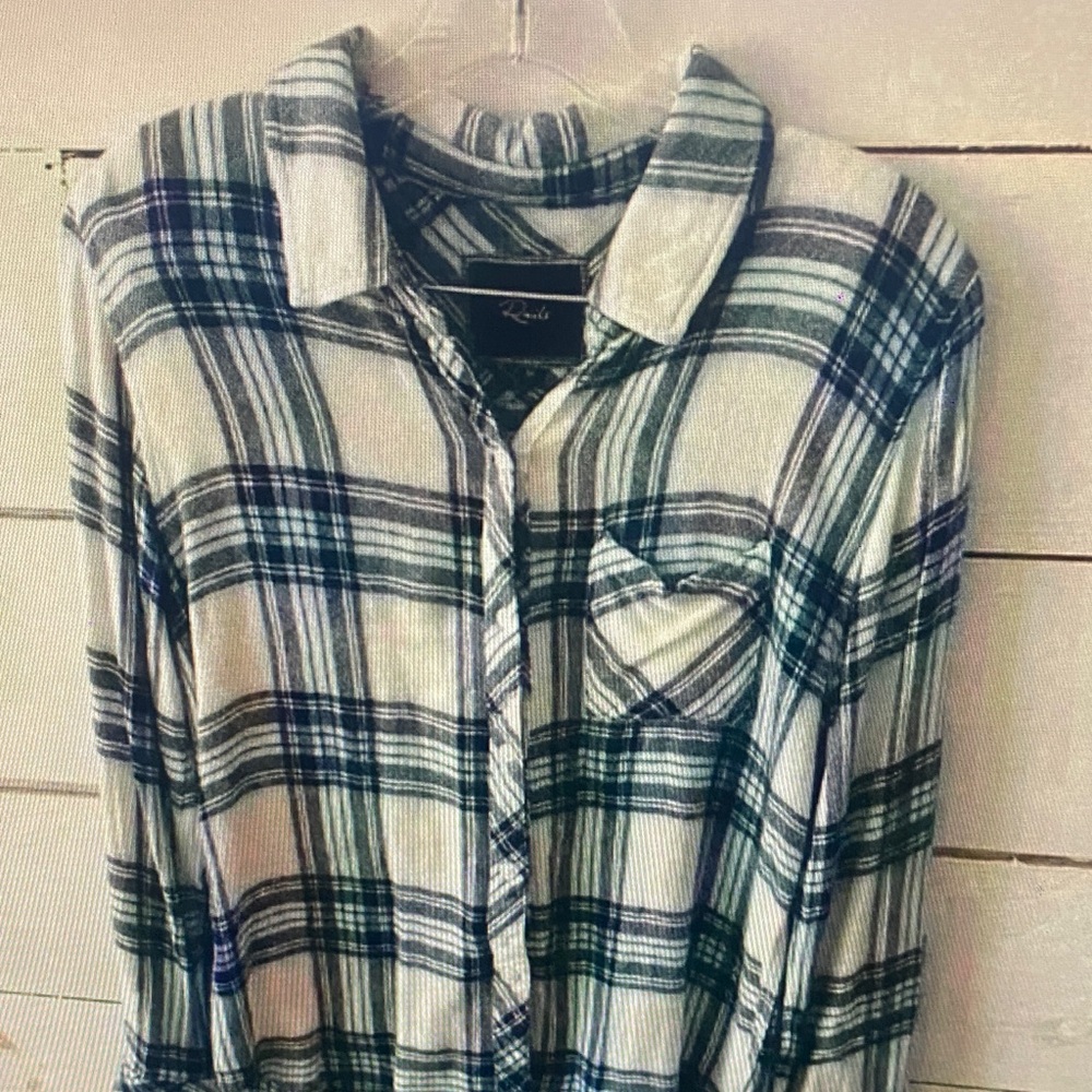 Rails Blue and White Plaid Button Down Shirt
